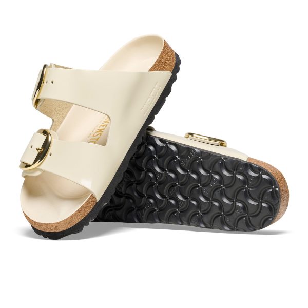 Arizona Big Buckle High Shine Ecru Natural Leather Patent