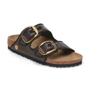 Arizona Big Buckle Raffia Black Textile
