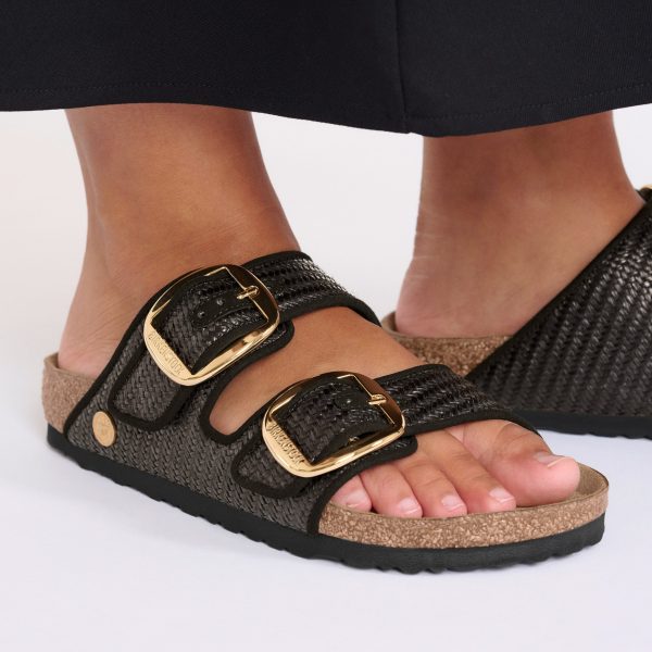 Arizona Big Buckle Raffia Black Textile