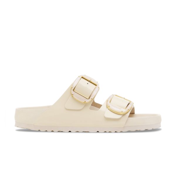 Arizona Pearl Big Buckle High Shine Ecru Natural Leather Patent