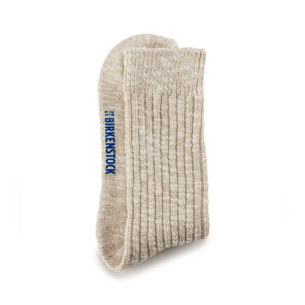 Cotton Slub Sock Beige White