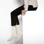 Cotton Slub Sock Beige White