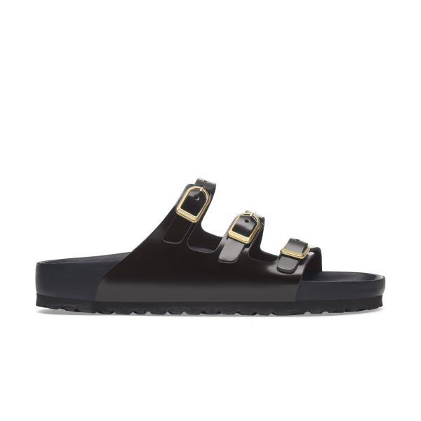 Florida D-Buckle Exquisite High Shine Black Natural Leather Patent