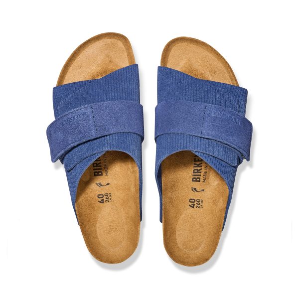 Kyoto Corduroy Indigo Embossed Suede Leather