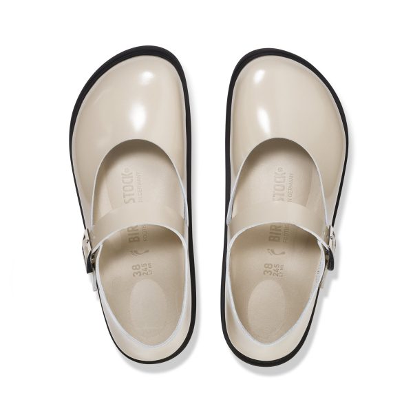 Mantova Droplet Buckle High Shine Oyster Natural Leather Patent